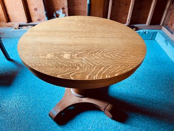 Antique Quarter Sawn Oak Round Dining Table 45' Diameter