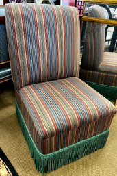 Striped Slipper Chair With Tassel Fringe
