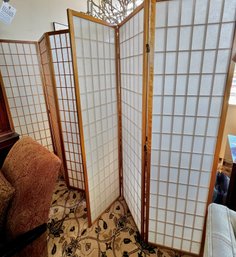 Pair Of Japanese Rice Paper Folding Screens Three Panel X 2