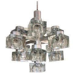 Stunning Rare Gaetano Sciolari For Lightolier Mid Century Modern Ice Cube Chandelier