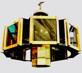 Frederick Ramond Signed Hexagonal Brass Mid Century Chandelier