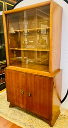 Rare Mid Century Modern Teak Two-piece Cabinet Sideboard Breakfront