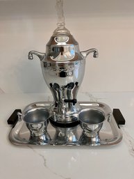 Continental Silver Samovar  With Sugar Creamer On Serving Tray 4 Pcs.