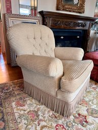 Oversized Custom Upholstered Tufted Chesterfield Chenille Club Reading Chair