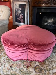 Custom Upholstered Pink Velvet Clover Ottoman