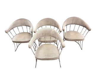 Sleek And Sexy Set Of Four Mid Century Moder Max Stout Chrome Barrel Back Dining Chairs