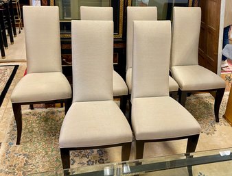 Connecticut Home Interiors $4000 Set Of Six Upholstered Dining Chairs With Flared Mahogany Legs