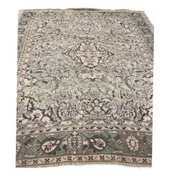 Elegant French Olive Tones Aubusson Rug Measuring 9FT By 9.5FT