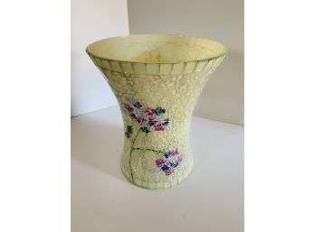 Vintage Crackled Glass Mosaic Waste Basket Urn