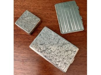 Vintage Set Of Three French Silver Cigarette And Lipstick Boxes Paris Trainon Place Paris