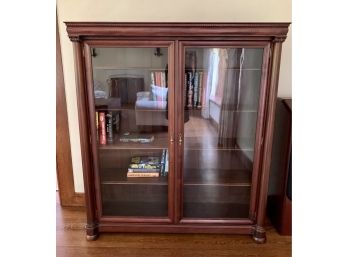 Mahogany Two Door Glass Library Bookcase Bookshelves