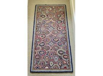 Mid Century Modern Handmade Hooked Rug Runner Five Feet Long