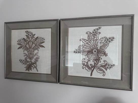 Ethan Allen Embroidered And Applique Bouquets