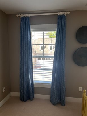 Custom Lined Pleated Drapes With Attached Wood Grommets - 4 Panels