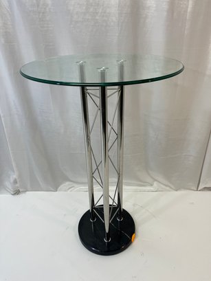 High Top Table Glass Metal And Marble Base