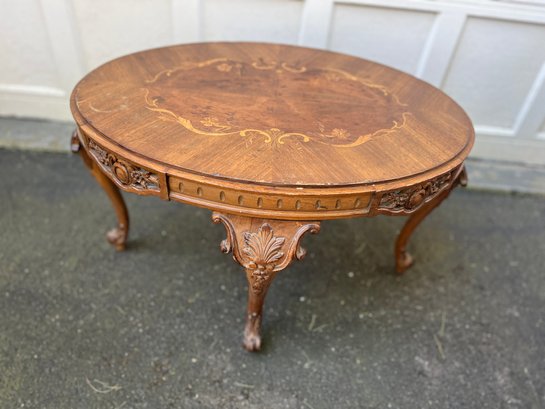 Vintage Hand Carved Solid Wood Side Table.