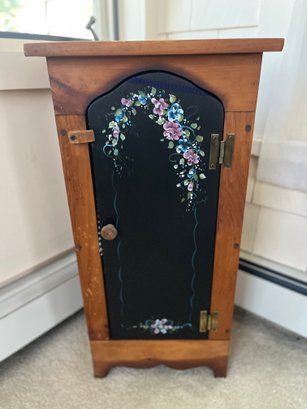 Primitive Cabinet With Hand Painted Floral Theme