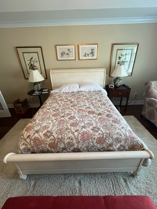Ethan Allen Sleigh Bed ( With Mattress, Box Spring And Linens )