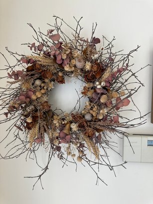 Grape Vine And Dried Floral Wreath