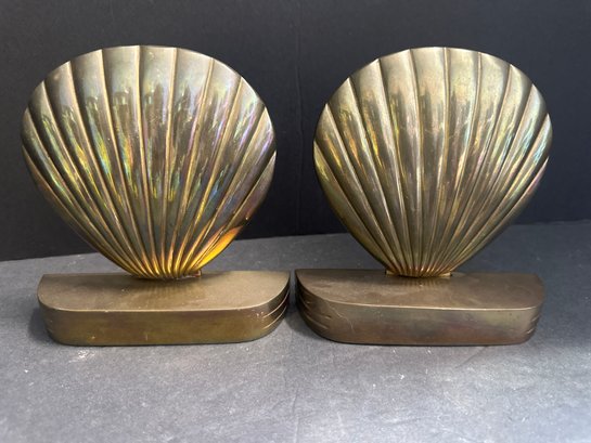 Vintage Solid Brass Shell Bookend - Vaishali