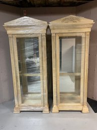 Pair Of Matching Greek Column Design Curio Cabinets Huffman-Koos