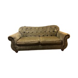 Elegant Tufted Forest Green Couch