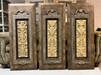 Beautiful Brown And Gold Carved Architectural Panels