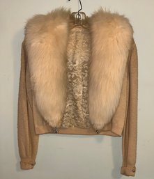 Vintage Cream Fur Fashion Crop Sweater Medium