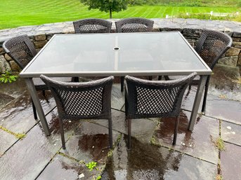 Outdoor Table With 6 Chairs And Umbrella Stand