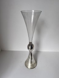 Silver Cone Shaped Vase Set Of 2