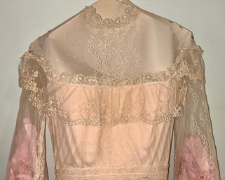 Beautiful Vintage Lace Wedding Dress Pink And White Small