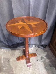 Round Oak Smokers Side Cigar Table W/ Inlay Top- Sarreid LTD