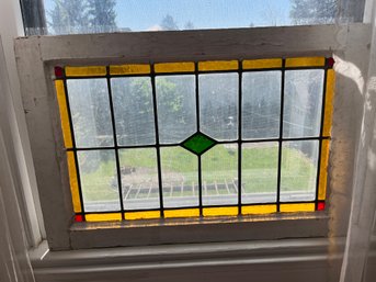 Beautiful Stained Glass Pane - Green And Yellow