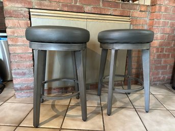 Set Of 2 Modern Dark Swivel Stools