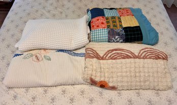 Lot Of Vintage Blankets And Shower Curtains