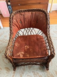 Vintage Rattan Childrens Rocking Chair