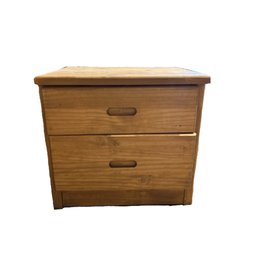 Two Square Wooden Side Tables With Drawers