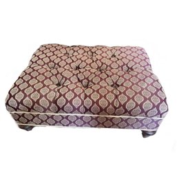 Large Plush Maroon Ottoman On Wheels