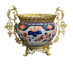 Japanese Imari Porcelain & Bronze Bowl