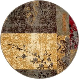 Round Rug Squared Arabica Performance Floral Design