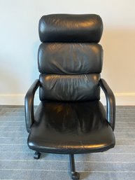 Plush Black Leather Office Chair