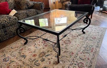 Glass Coffee Table With Lattice Leg Design