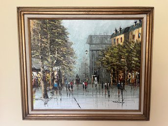 French Street Scene Oil On Canvas - Signed Morgan