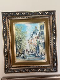 Paris City Scenery Oil On Canvas - Signed Gaston