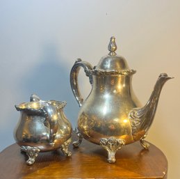 Webster Wilcox IS International Silver Co. American Rose 7301 Model With Vintage Sugar Bowl 7303