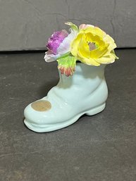 Radnor Blue Boot/Shoe With Porcelain Flowers