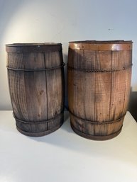 Pair Of Small Wooden Barrels