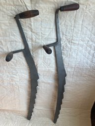 Pair Of Antique Two Handled Primitive Ice Cutting Saws