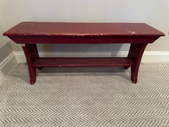 Painted Red Farm House Bench - 2