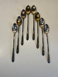 Lot Of 8 Silver Plate Ice Cream Spoons